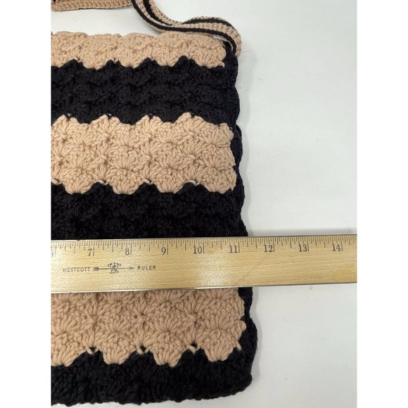 Vintage NEW Boho Acrylic Crochet Woven Hand Bag Purse Hippie Pockets Grannycore - Picture 5 of 15